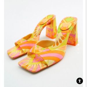 Zara Printed Heeled Sandals